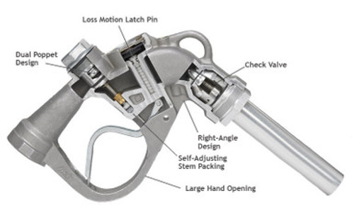 Husky 169112 1-1/2'' Inlet NPT New High Volume Bulk 1691 Automatic Shut-Off Heavy Duty Diesel Nozzle w/o Hold Open Pins & w/ Shear Groove in Spout