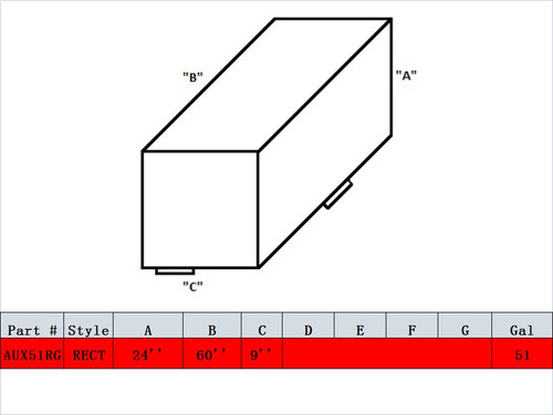 ATI AUX51RG 51 Gallon Rectangle Gasoline Auxiliary Fuel Tank