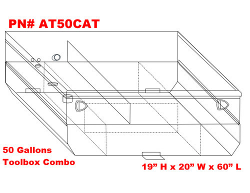 ATTA  AT50CAT 50 Gallon DOT Legal Transfer Tank & Toolbox Combo (19'' H x 20'' W x 60'' L)