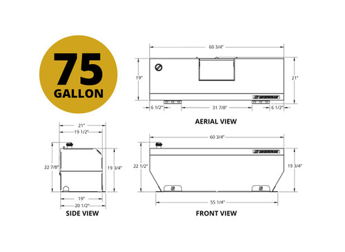 Transfer Flow 0800116755 75 Gallon In-Bed Auxiliary Fuel Tank System - TRAX 4 (60.75'' L x 20.5'' W x 22.75'' H)