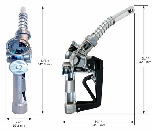 Husky E1595133N XS 3/4'' Light Duty Diesel Nozzle with Three Notch Hold Open Clip & Mate Guard & Polymer Handle Cover and Gradual Pressure Relief