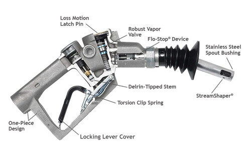 Husky 6250431V34 M34 Unleaded Nozzle with Single Notch Hold Open Clip