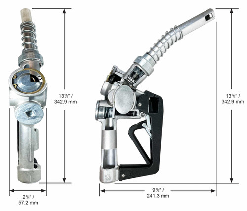 Husky 11635242N XS 3/4'' Light Duty Diesel Nozzle with Two Notch Hold Open Clips & Sightglass and Flo-Equalizer