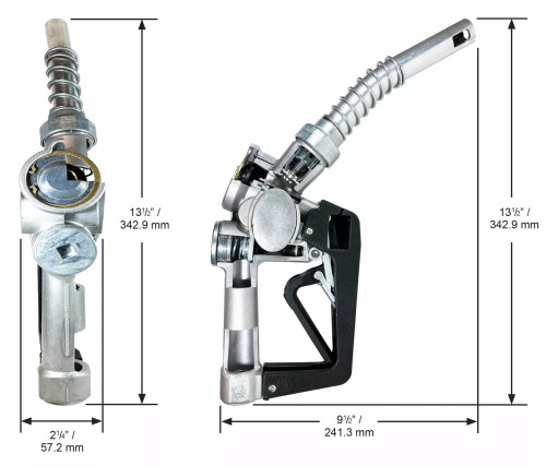 Husky E11635263A XS 3/4'' Light Duty Diesel Nozzle w/ Two Notch Hold Open Clip & Mate Guard & Polymer Handle Cover & 1808 Waffle Splash Guard and Inle