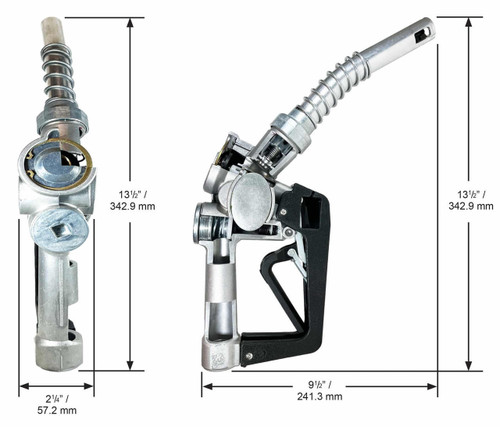 Husky E11635261A XS 3/4'' Light Duty Diesel Nozzle w/ Two Notch Hold Open Clip & Sightglass & Mate Guard & Polymer Handle Cover & 1808 Waffle Splash G