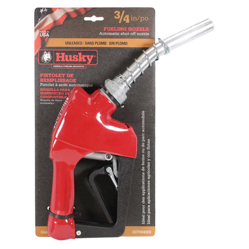 Husky 159404NR X 3/4'' Unleaded Nozzle with Three Notch Hold Open Clips in Retail Packaging