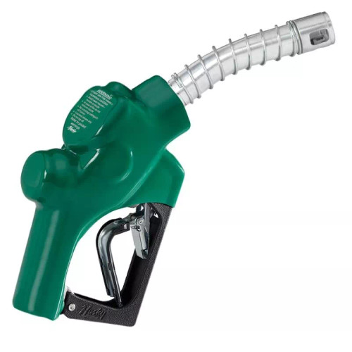 Husky 173381N VIII 1'' Heavy Duty Diesel Nozzle with Three Notch Hold Open Clip and Spout Bushing without Waffle Splash Guard