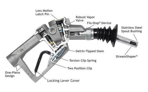 Husky 62501061 V34  M34 Unleaded Nozzle with Two Notch Hold Open Clip and Full Grip Guard