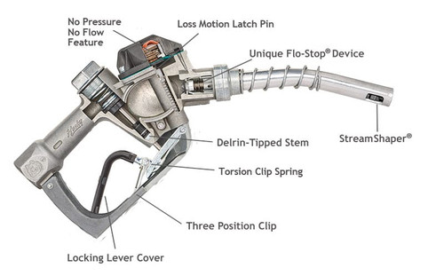 Husky 1217410 1HSS 1'' Heavy Duty Diesel Nozzle with Three Notch Hold Open Clip