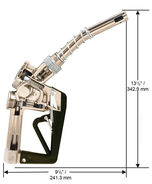 Husky 6595179-05 XS® 3/4'' Yellow Unleaded Nozzle with Single Notch Hold Open Clip and Waffle Splash Guard