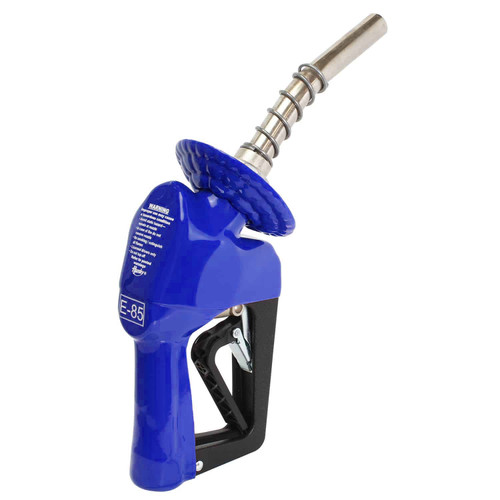 Husky 659559-01 XS® 3/4'' Blue Unleaded Nozzle with Three Notch Hold Open Clip and Waffle Splash Guard