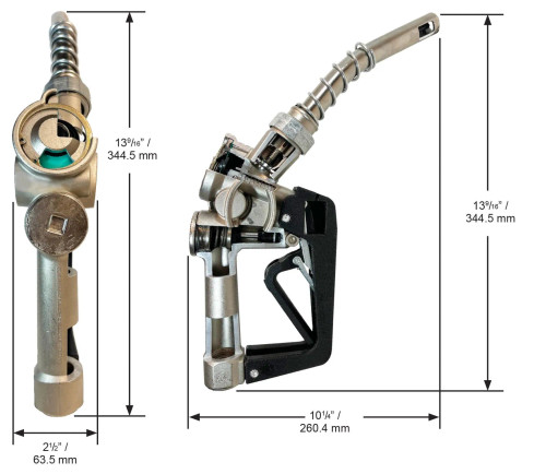 Husky 1108459-01 XS 3/4'' Blue Unleaded Cold Weather Nozzle with Three Notch Hold Open Clip and Waffle Splash Guard