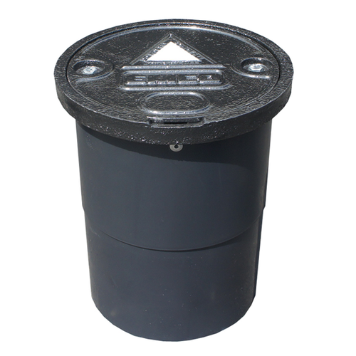 Emco A0721-008 8'' x 12'' Monitoring Well Manhole with Black Ductile Lid  & Bolt Down & Poly Skirt