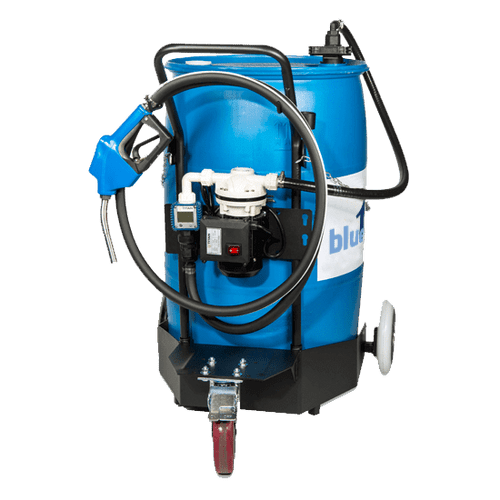 Blue1 902-023-11 3 Wheel Drum Cart-TD1 115V Pump with 20'/4' Hose & SS Auto Nozzle & Locking Front Wheel & High Flow Coupler & 55g Valve & Wire Seal