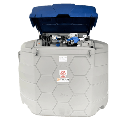 Blue1 905-028-0 1320g Cube TD10-115v Pump w/ Pulse Meter & SS Auto Nozzle & Hose Reel & 25' Hose & Lockable Hinged Lid and 400w Heater