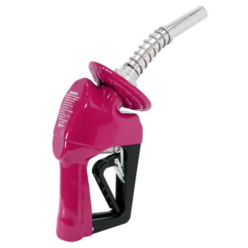 Husky 159463N-20 3/4'' Inlet NPT X Automatic Shut-Off Pink Light Duty Diesel Nozzle w/ Three Notch Hold Open Clip & Polymer Handguard & Full Grip Guard & 0018