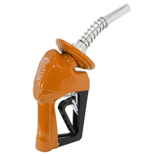 Husky 159463N-39 3/4'' Inlet NPT X Automatic Shut-Off Orange Light Duty Diesel Nozzle w/ Three Notch Hold Open Clip & Polymer Handguard & Full Grip Guard & 0018