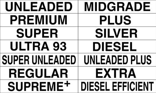 Gasoline Advertising M2-ID ID Decal Sheets for All Price Signs Black on White