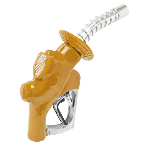 Husky 749310N-08 VIII 1'' Gold Heavy Duty Diesel Nozzle with Three Notch Hold Open Clip & Waffle Splash Guard and Spout Bushing