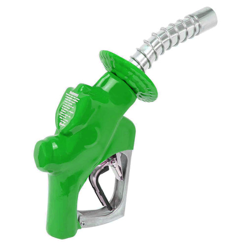 Husky 749310N-16 VIII 1'' BP Green Heavy Duty Diesel Nozzle with Three Notch Hold Open Clip & Waffle Splash Guard and Spout Bushing
