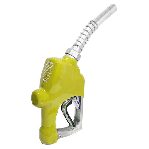 Husky 696103N-05 1'' Inlet NPT Yellow 1A Automatic Shut-Off New Light Duty Diesel Nozzle w/ Three Notch Hold Open Clip & Metal Hand Guard & Full Grip Guard