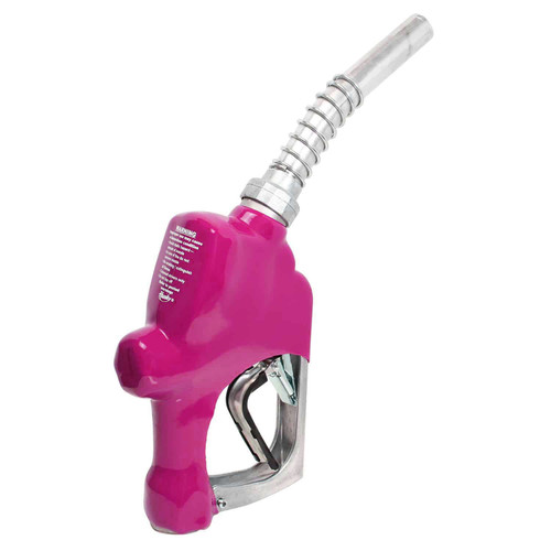 Husky 696103N-20 1'' Inlet NPT Pink 1A Automatic Shut-Off New Light Duty Diesel Nozzle w/ Three Notch Hold Open Clip & Metal Hand Guard & Full Grip Guard