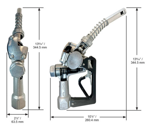 Husky 696103N-39 1'' Inlet NPT Orange 1A Automatic Shut-Off New Light Duty Diesel Nozzle w/ Three Notch Hold Open Clip & Metal Hand Guard & Full Grip Guard