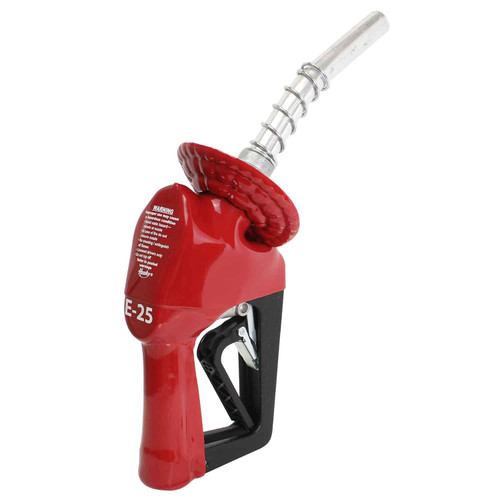 Husky 1108459-02 XS 3/4'' Red Unleaded Cold Weather Nozzle with Three Notch Hold Open Clip and Waffle Splash Guard