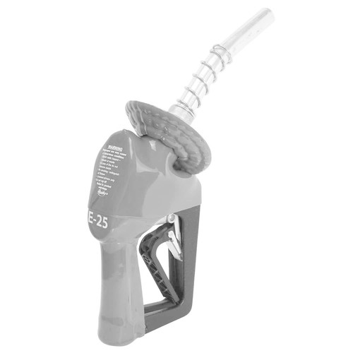 Husky 1108459-09 XS 3/4'' Silver Unleaded Cold Weather Nozzle with Three Notch Hold Open Clip and Waffle Splash Guard