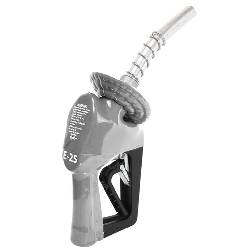 Husky 11086179-09 XS 3/4'' Silver Unleaded Nozzle with One Notch Hold Open Clip and Waffle Splash Guardlue