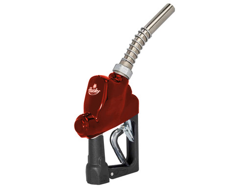 Husky E874203N-02 Spirit 1'' Red Nickel-Plated Automatic Shut-Off Nozzle  with Three Notch Hold Open Clip without Flo-Stop