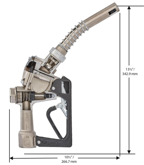 Husky E874203N-02 Spirit 1'' Red Nickel-Plated Automatic Shut-Off Nozzle  with Three Notch Hold Open Clip without Flo-Stop