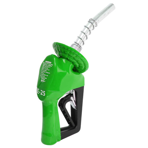 Husky 11086179-16 XS 3/4'' BP Green Unleaded Nozzle with One Notch Hold Open Clip and Waffle Splash Guardlue