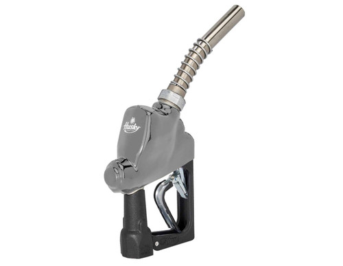 Husky E874203N-09 Spirit 1'' Silver Nickel-Plated Automatic Shut-Off Nozzle  with Three Notch Hold Open Clip without Flo-Stop