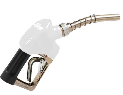 Husky E840004N-06 Spirit 3/4'' White Nickel Plated Automatic Shut-Off Nozzle with Three Notch Hold Open Clip without Flo-Stop Husky E840004N-06 Spirit 3/4'' White Nickel Plated Automatic Shut-Off Nozzle with Three Notch Hold Open Clip without Flo-Stop