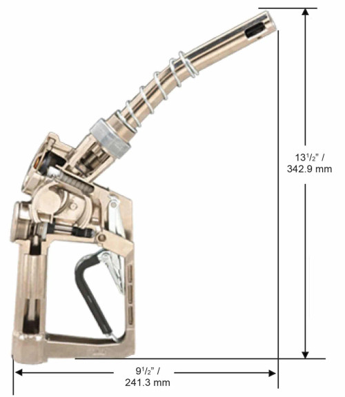 Husky E840004N-08 Spirit 3/4'' Gold Nickel Plated Automatic Shut-Off Nozzle with Three Notch Hold Open Clip without Flo-Stop