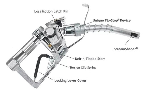 Husky 504308-16 XFS 3/4'' BP Green Unleaded Rebuilt Nozzle without Hold Open Clip with Hook