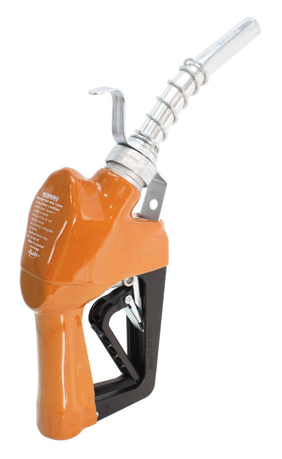 Husky 337004N-39 3/4'' Orange Inlet NPT New Farm & Commercial Fueling XFS Automatic Shut-Off Unleaded Nozzle w/ Hold Open Clip & Hanging Hook