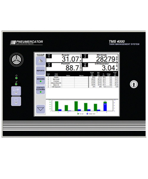 Pneumercator TMS4000-A8-000-100-0 TMS4000 Series Automatic Tank Gauge, NEMA 4X Panel Mount Enclosure, External Weatherproof USB Connector, 95-250 VAC, Base Console w/ Thermal Printer