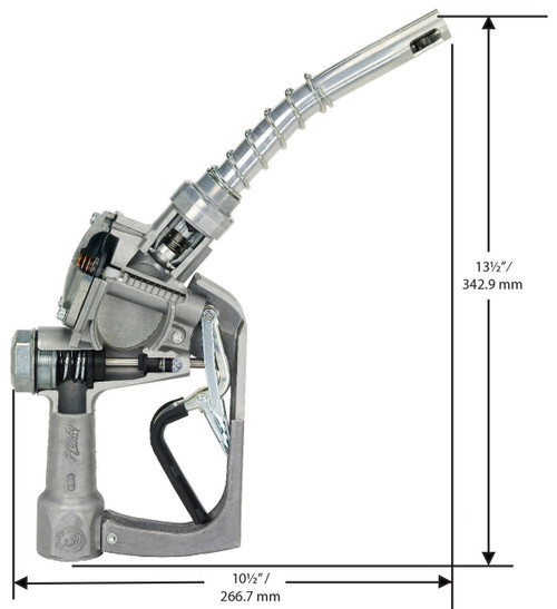 Husky 696107-01 1'' Inlet NPT 1A Automatic Shut-Off New Light Duty Blue Diesel Nozzle w/o Hold Open Clip & w/ Metal Hand Guard & Full Grip Guard
