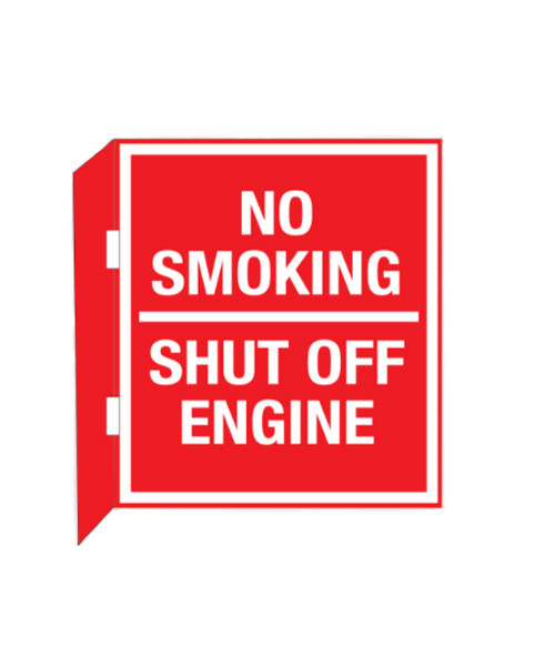 Gasoline Advertising CBS21-01WR "NO SMOKING SHUT OFF ENGINE" Sign, 18"W x 18"H, with 2" bent bracket and 52" clamp Gasoline Advertising CBS21-01WR "NO SMOKING SHUT OFF ENGINE" Sign, 18"W x 18"H, with 2" bent bracket and 52" clamp