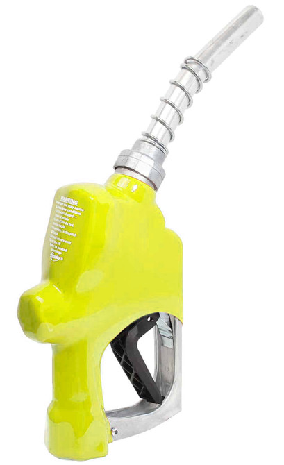 Husky 696108-05 1A Automatic Shut-Off New Unleaded Nozzle, 1'' Inlet NPT, without Hold Open Clip, with Metal Hand Guard and Full Grip Guard, Yellow