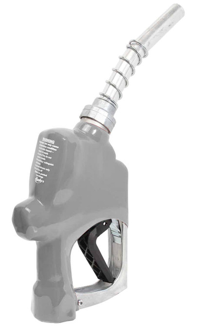 Husky 696108-09 1A Automatic Shut-Off New Unleaded Nozzle, 1'' Inlet NPT, without Hold Open Clip, with Metal Hand Guard and Full Grip Guard, Silver