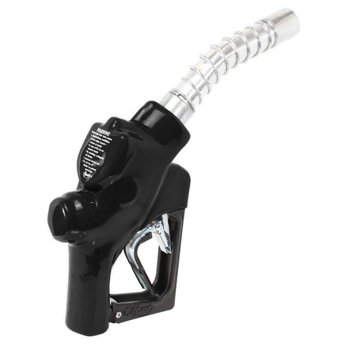 Husky 173381N-04 VIII Heavy Duty Diesel Nozzle, 1" NPT Inlet, High Volume Truck, Automatic Shut-Off, with Three Notch Hold Open Clip and Spout Bushing, without Waffle Splash Guard, Black