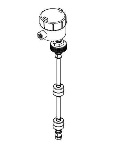 Pneumercator LS600W-1-BB-L02 Point Oil/Water Separators Level Sensor with Single Buna-N Interface Float, without Housing, Brass Stem, Overall Length 31" - 70"