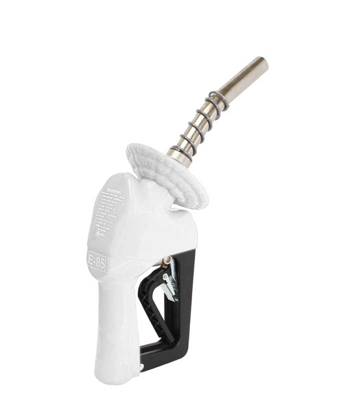 Husky 659459N-06 X E85 Unleaded Nozzle, 3/4", with Two Notch Hold Open Clip and 1808 Waffle Splash Guard, White