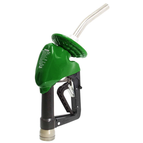 Husky 12150187N-03 X DEF Automatic Shut-Off Nozzle, M34 X 1.5 MM Inlet, With Two Notch Hold Open Clip, Gilbarco Magnetic Handguard, Mate Guard, Polymer Handle Cover And 1808 Waffle Splash Guard, Without Spout Ring, Green