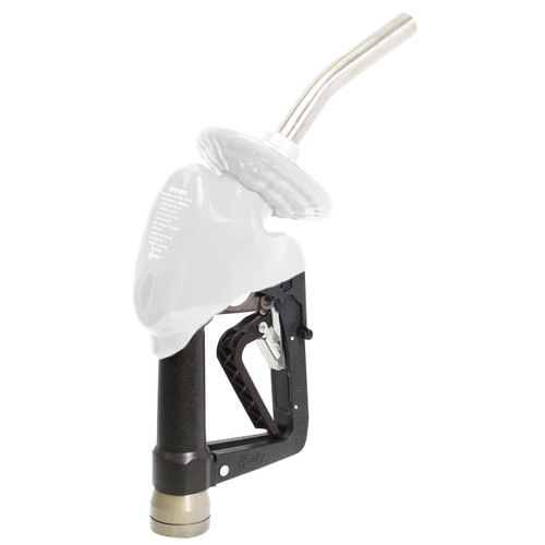 Husky 12150187N-06 X DEF Automatic Shut-Off Nozzle, M34 X 1.5 MM Inlet, With Two Notch Hold Open Clip, Gilbarco Magnetic Handguard, Mate Guard, Polymer Handle Cover And 1808 Waffle Splash Guard, Without Spout Ring, White