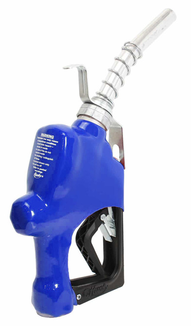 Husky 045704N-01 1GS Automatic Nozzle, 1" Inlet NPT, New Farm/Commercial Fueling, Unleaded With Three Notch Hold Open Clip, Polymer Hand Guard, Full Grip Guard And Hanging Hook, Blue
