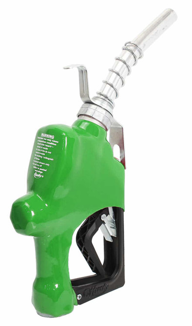 Husky 045704N-16 1GS Automatic Nozzle, 1" Inlet NPT, New Farm/Commercial Fueling, Unleaded With Three Notch Hold Open Clip, Polymer Hand Guard, Full Grip Guard And Hanging Hook, BP Green